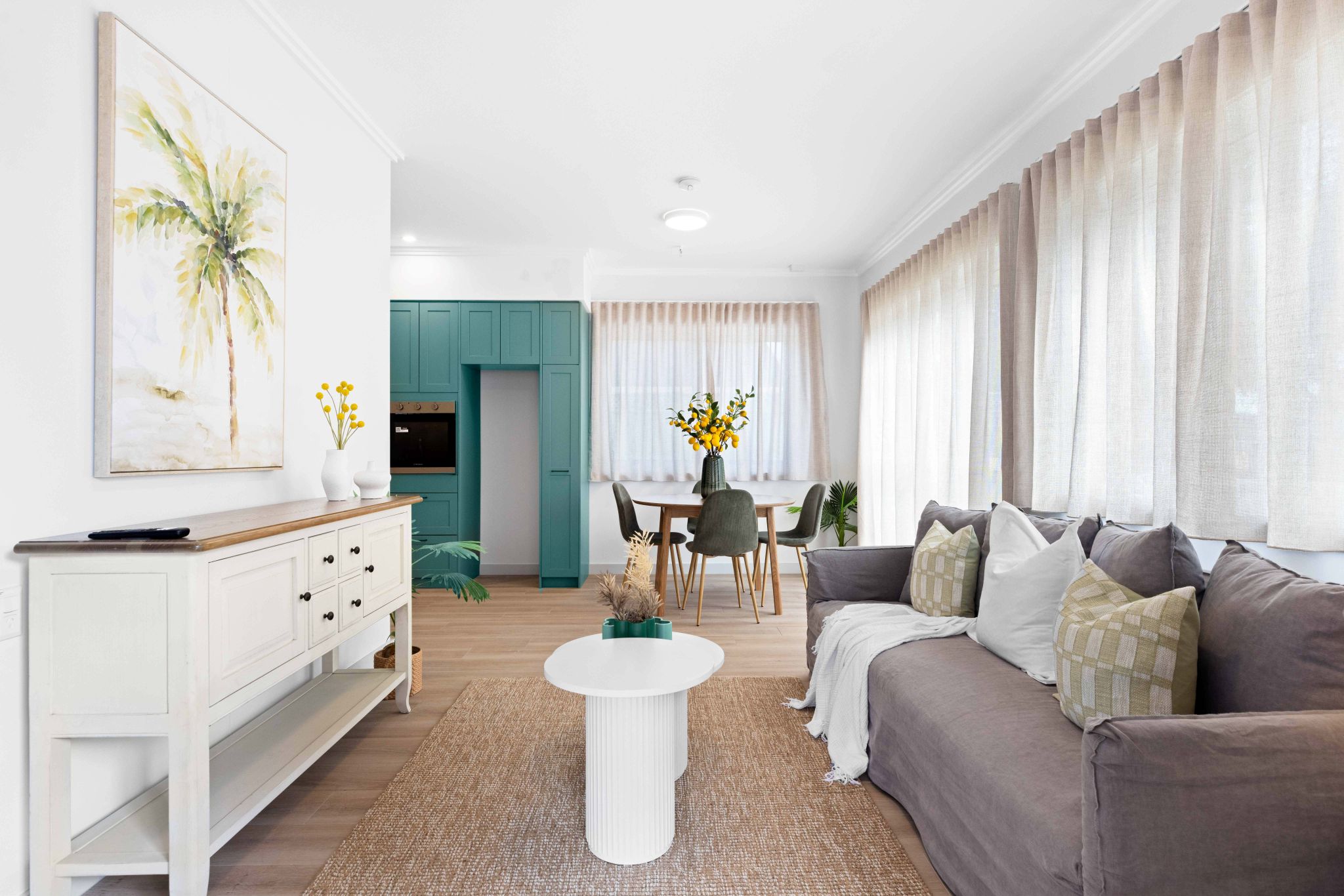 living room kitchen in background