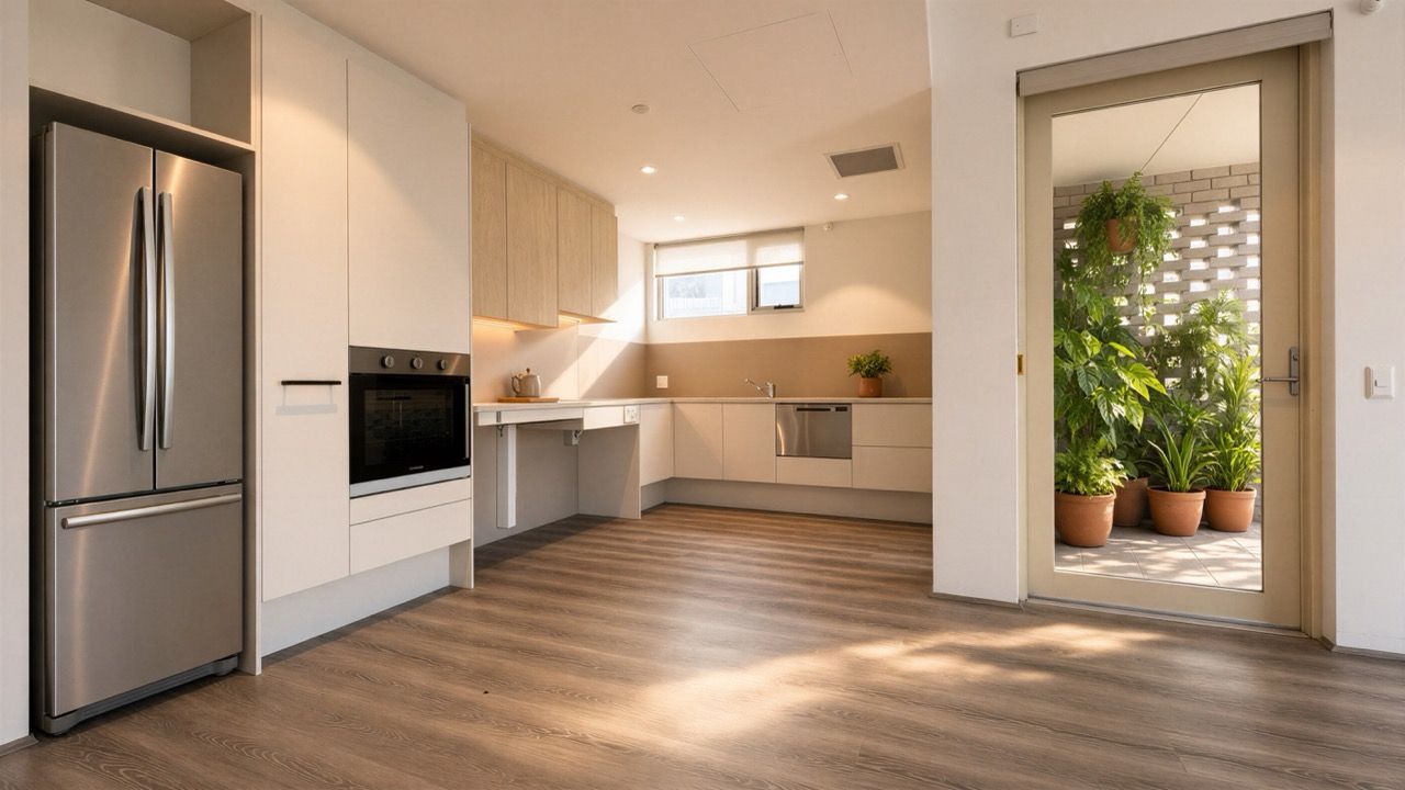 AC 2 bed kitchen staged Large
