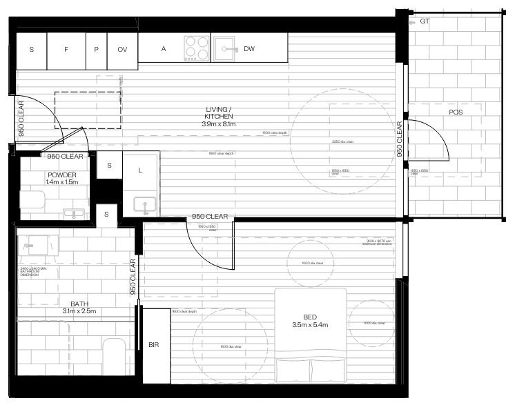 1 Bedroom Floorplan