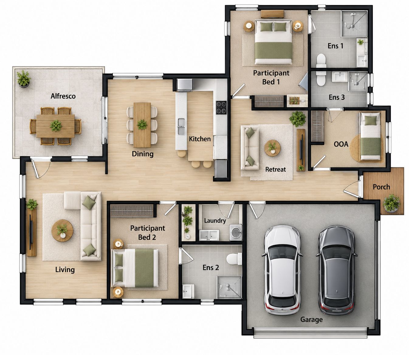 Modern Single Level Home Floor Plan