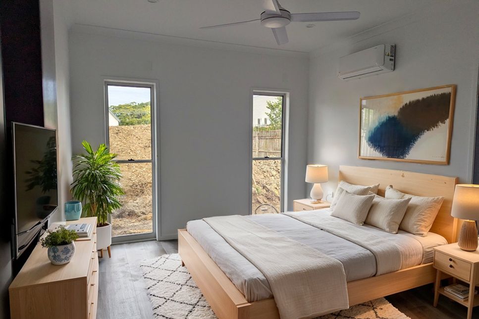 Bedroom staged for listing