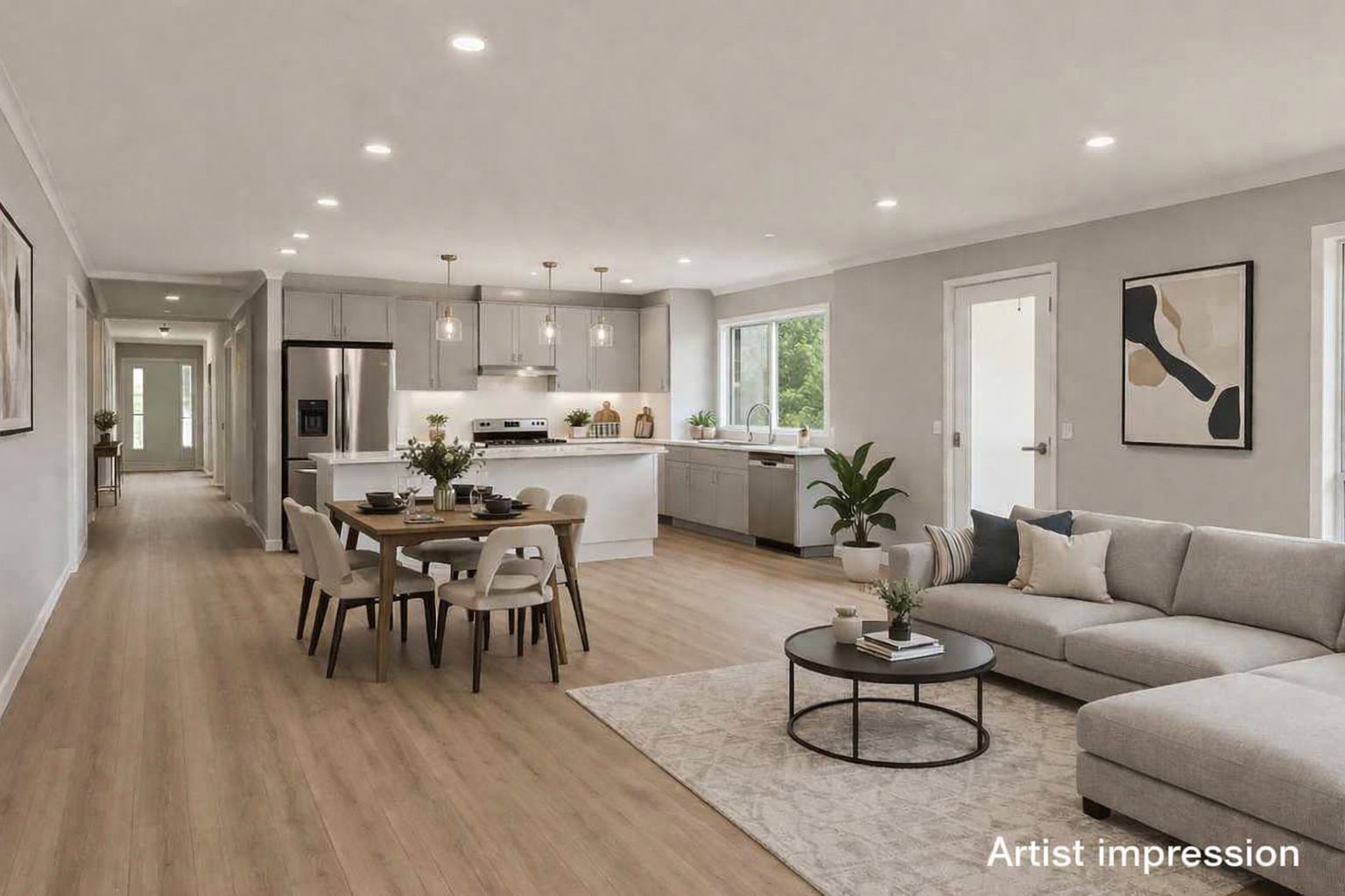 Living  dining, kitchen (AI)