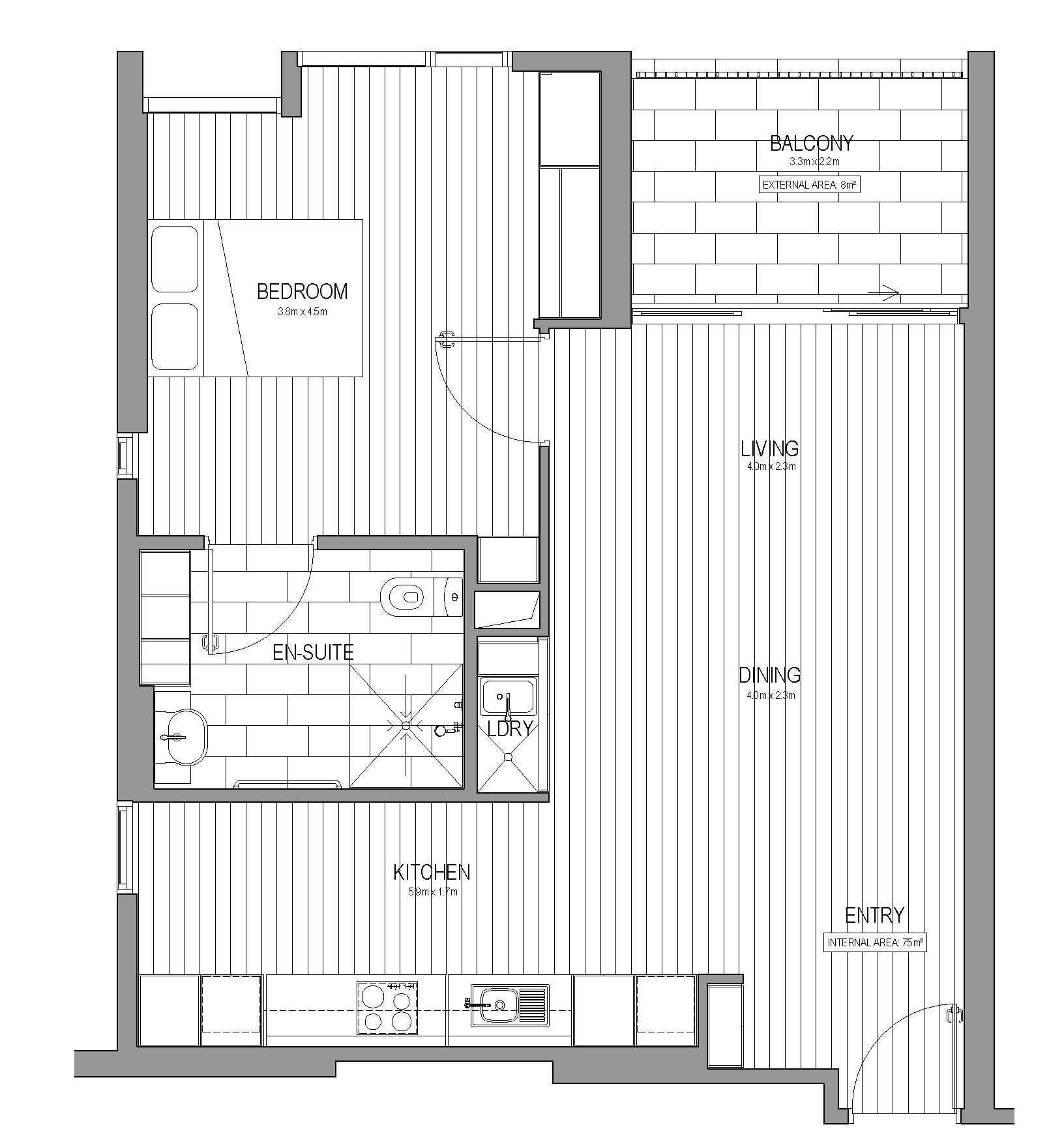 1 Br floor plan