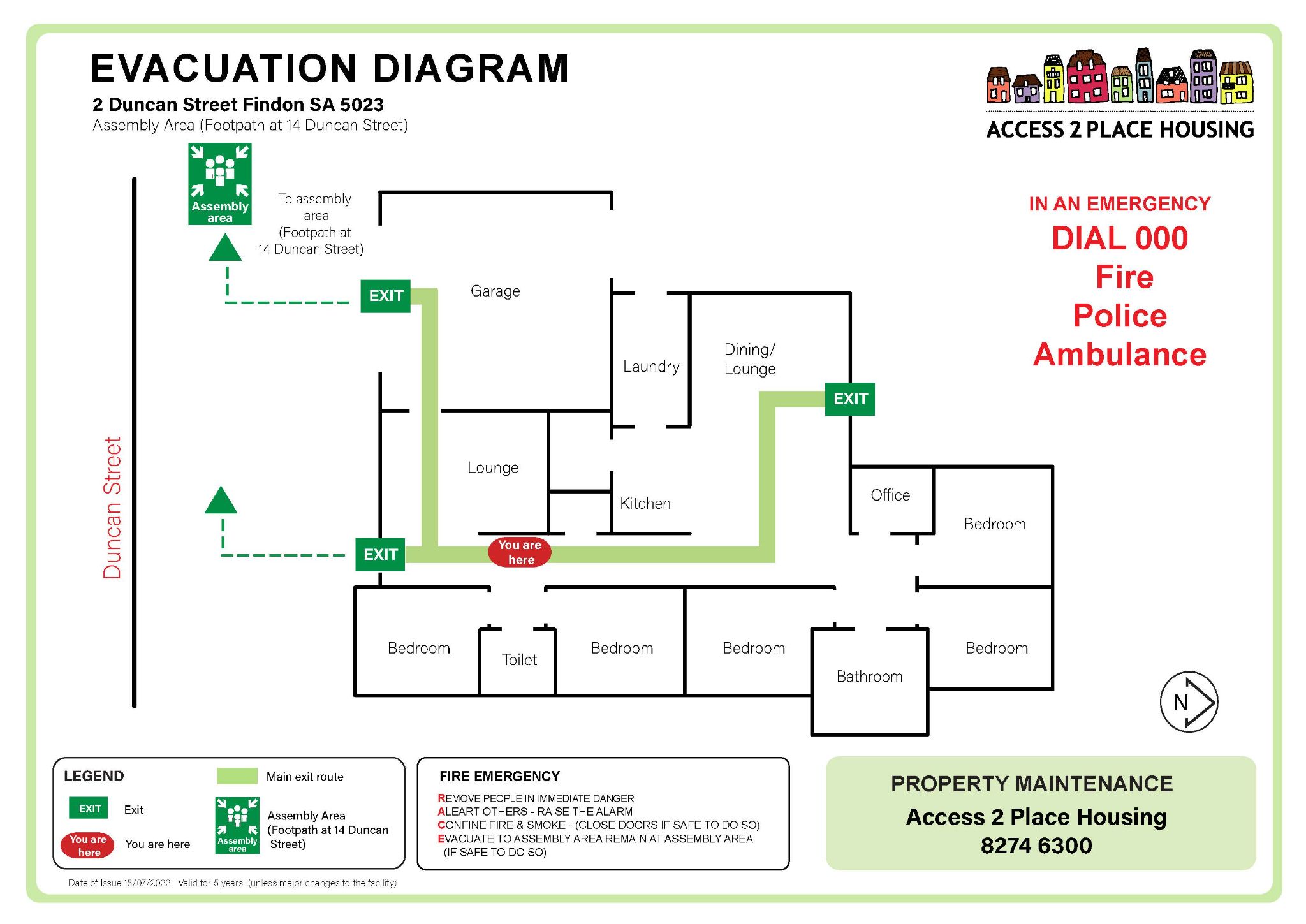 Evacuation Diagram   2 Duncan Street Findon