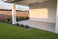 Charming backyard patio with garden view